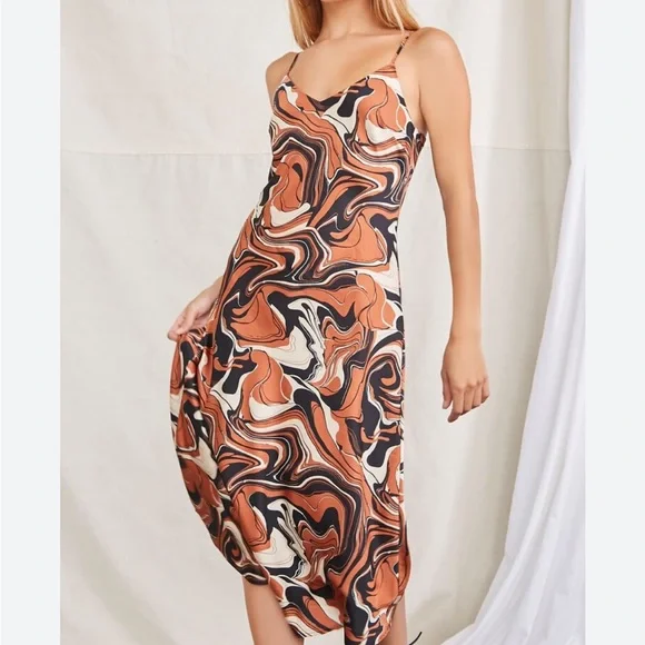 orange swirl dress Vintage Dress - No Label - Orange Swirl Psychedelic - XS